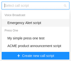 call script dropdown