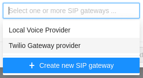 gateway selector dropdown