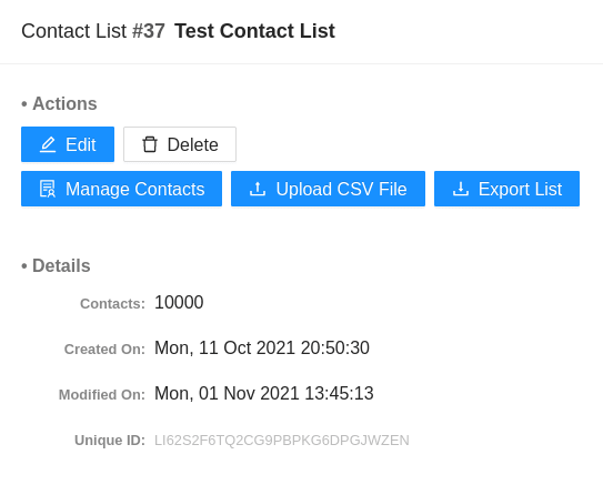 Export list button